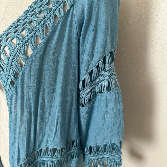 Jen & Co. Open Front Duster with Tie Crochet Details and Fringe - Picture 8 of 8